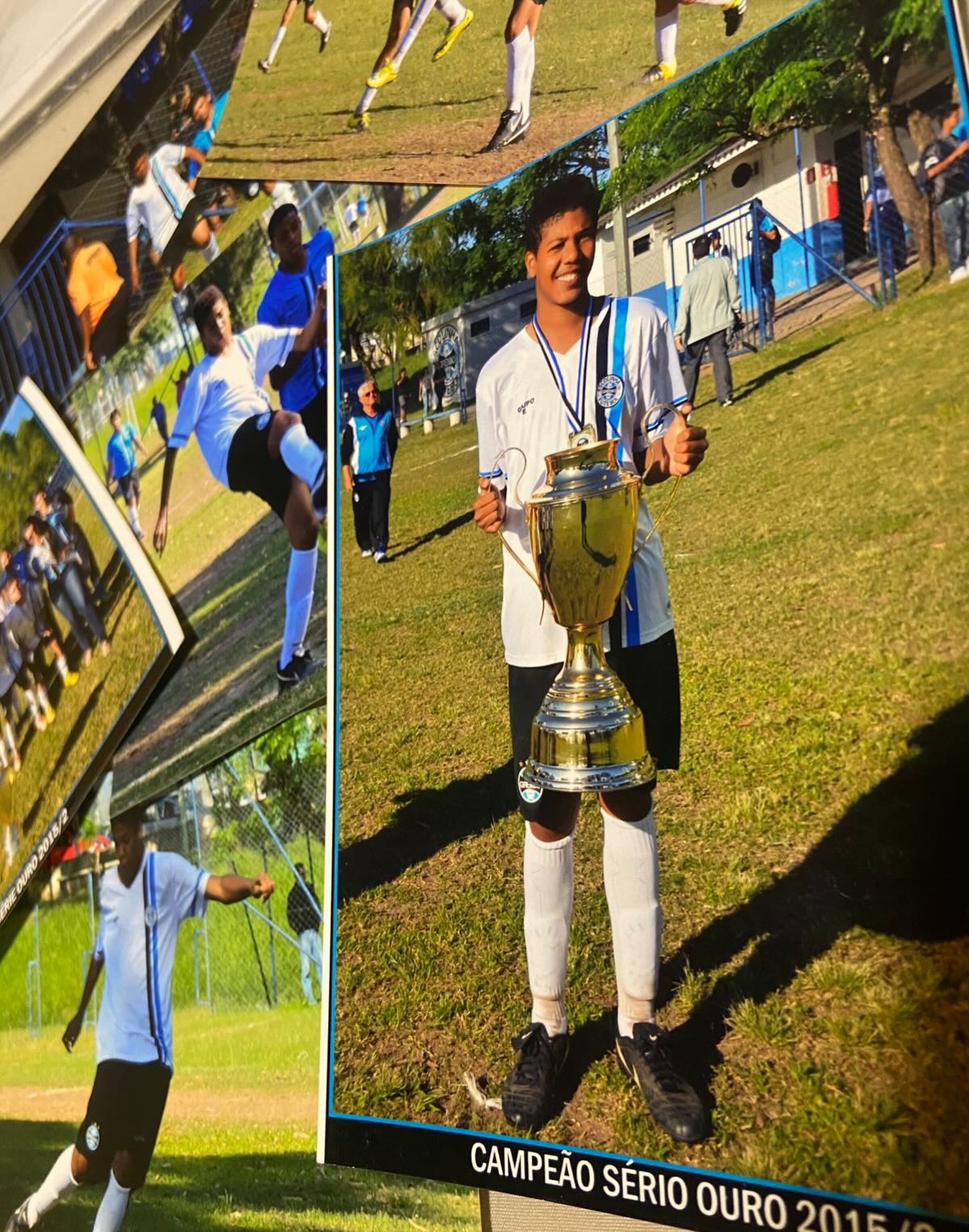 Luan jovem com a taça da Série Ouro de 2015